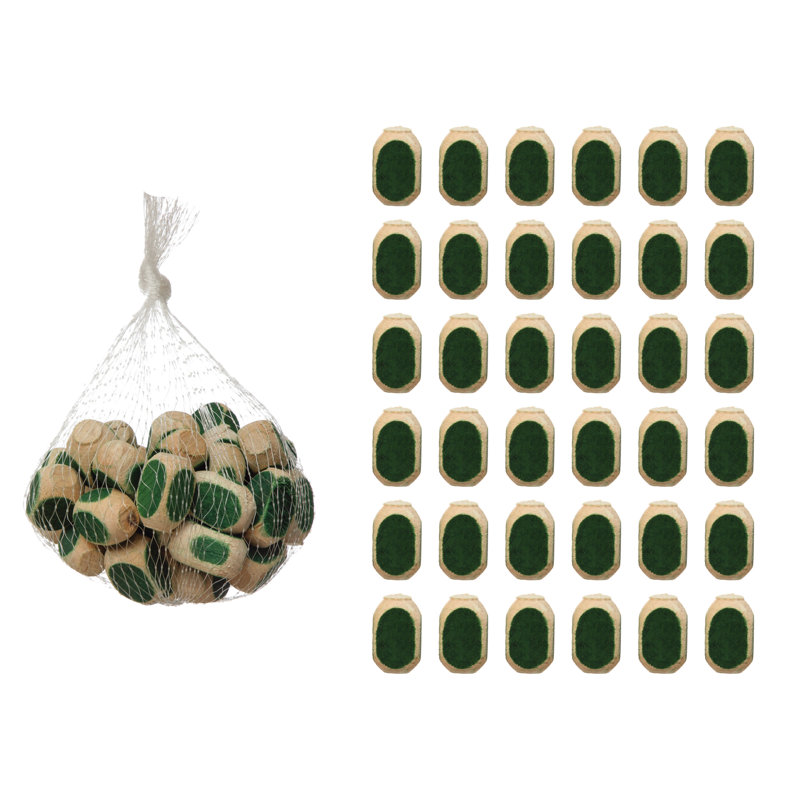 Ensemble de 36 sacs en bois Karley, Naturel / Vert