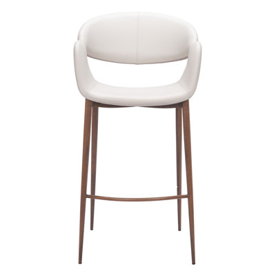 Tabouret de bar Limay beige et noyer