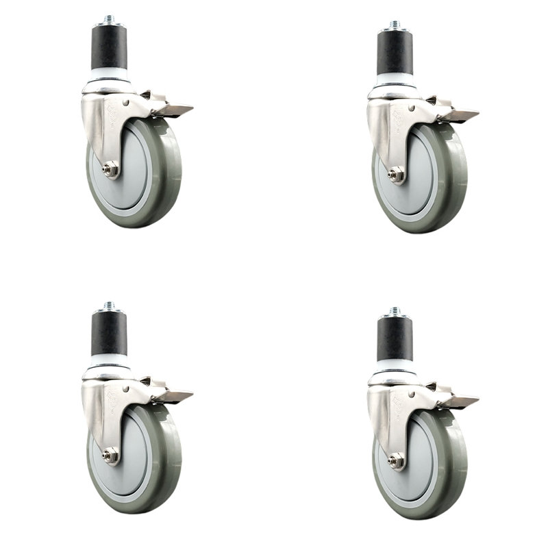 Jeu de roulettes extensibles en poly, gris, H 5 po x l 5 po