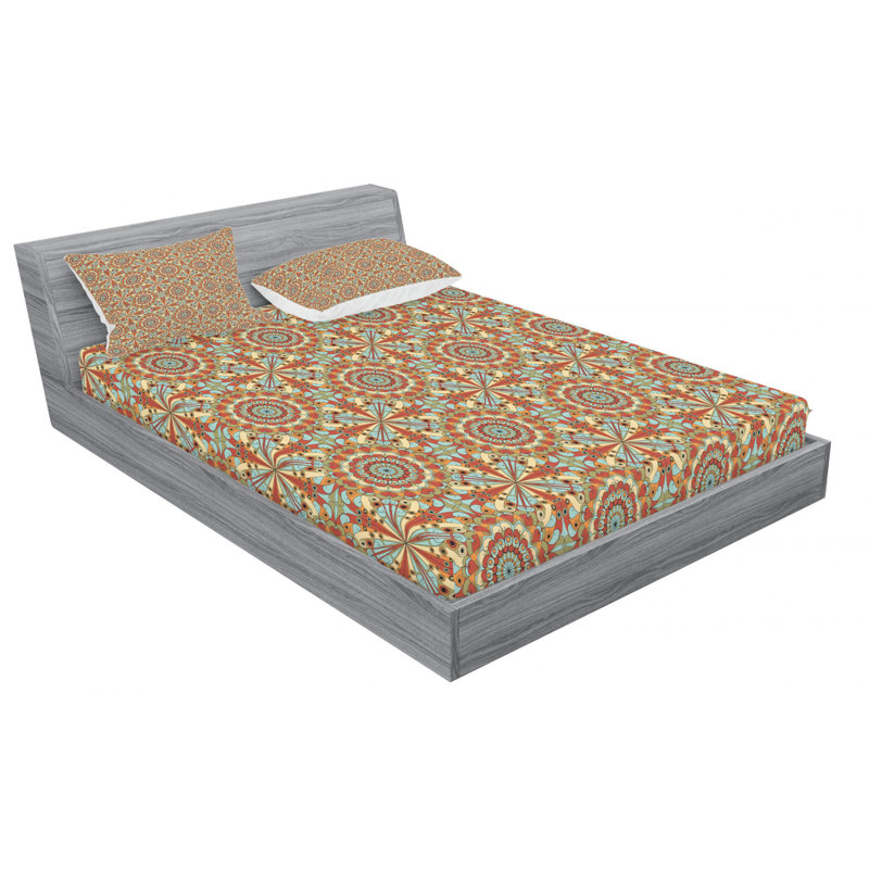 Microfiber Floral Sheet Set, Queen Sheet Set with Fitted Sheet