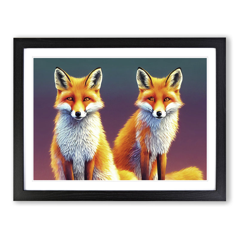 Two Foxes Vol.1 - Framed Print, Black, 34cm H x 46cm W x 2cm D