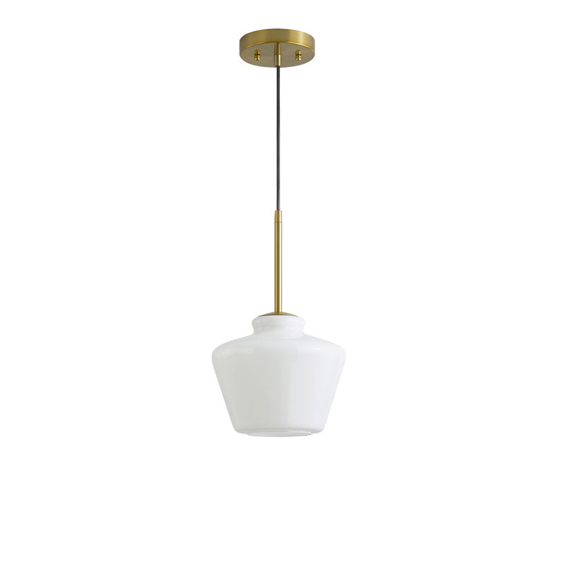 Luminaire suspendu 1 lumière Shwana, Blanc, Laiton brossé