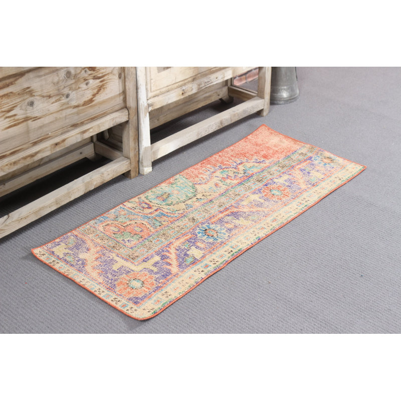 Small Vintage Turkish Rug For Entry Handmade From Anatolia With an Intricately Detailed Bohemian Design Perfect For Sprucing Up Your Entryway or Hallway