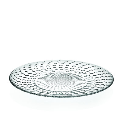 Assiette plate en verre - Ensemble de 4 assiettes - Verre - Design texturé - 10,2 po de diamètre - Fabriqué en Europe - par Majestic Cadeaux Inc.