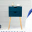 Table de salon 2 tiroirs bleue, style Mid-Century, pour