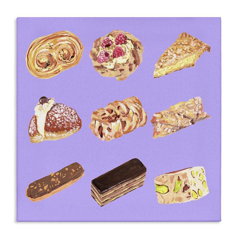 Boulangerie sur toile mauve, design par Melissa Wang, H 36 po x l 36 po