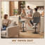 HOMCOM Bar Stools Set of 2 w/ 51x40 cm Wide Seat, Large Base, Dark Grey