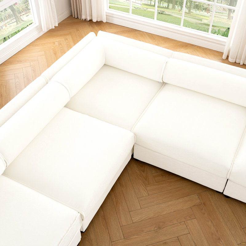 Canapé modulaire modulaire avec rangement et canapé modulaire en chenille, Blanc