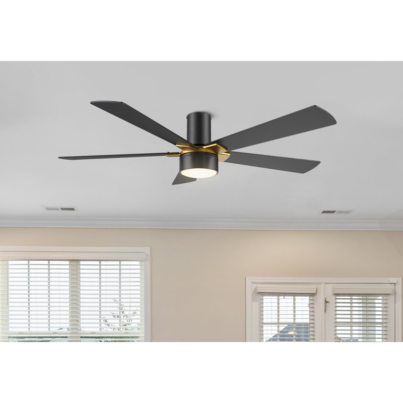 Ventilateur de plafond encastré à DEL à 5 pales de 52 po avec télécommande et éclairage inclus Fulvia