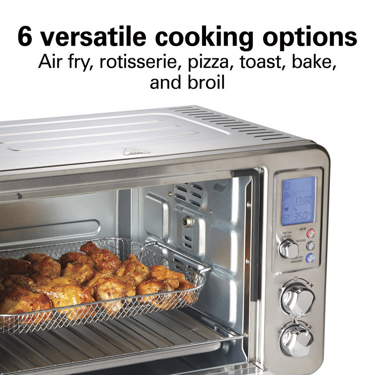 Oster Air Fryer Oven, 10-in-1 Countertop Toaster Oven Air Fryer Combo,  10.5 x 13 Fits 2 Large Pizzas, Stainless Steel,Silver