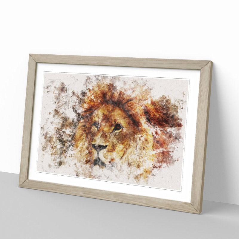 Lion Vol.6 - Framed Print, 65cm H x 90cm W x 2cm D, Oak Framed