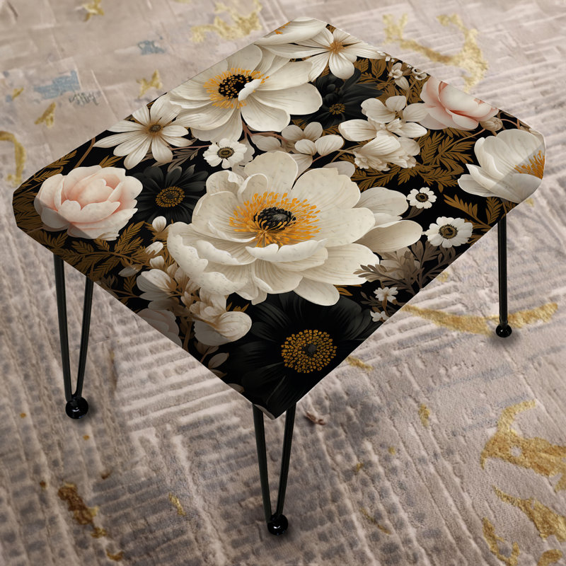 Paradis floral rétro blanc classique rétro - Repose-pieds rectangulaire floral