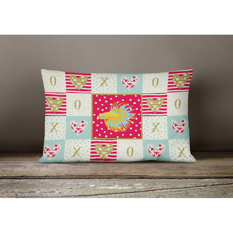  Coussin rectangulaire d'extérieur avec bourre CrownTail Betta Love