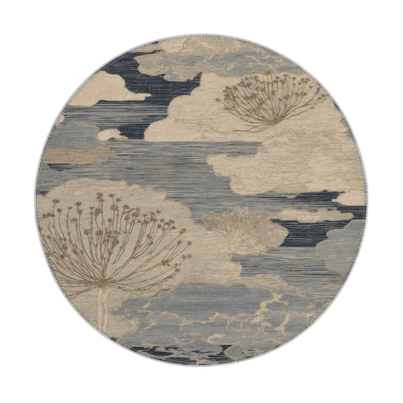 Tapis beige d'intérieur et d'extérieur Nature, Rond 5 pi