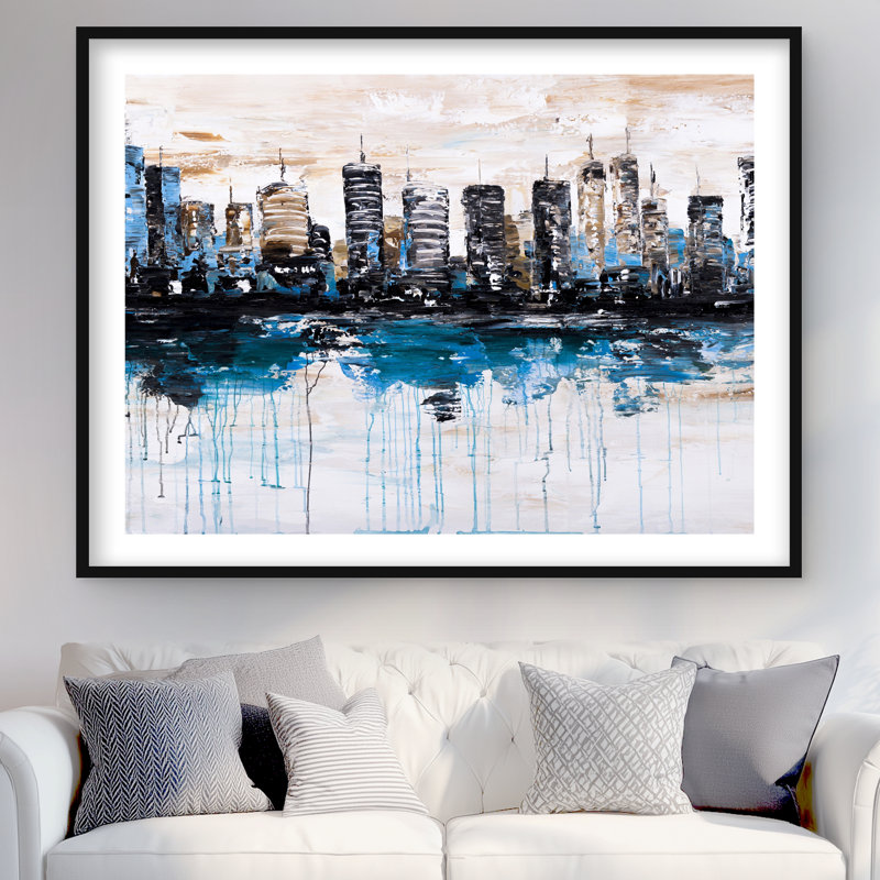 «Abstract City Reflection Print», décor encadré mat