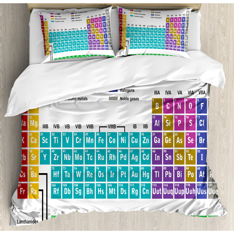 Periodic Table Modern & Contemporary Polyester Geometric Shapes Duvet Cover, King