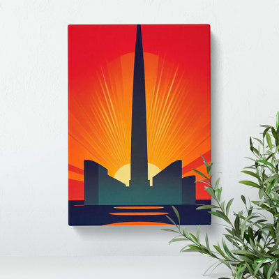 Splendid Art Deco Sunset No.2 - Wrapped Canvas Print