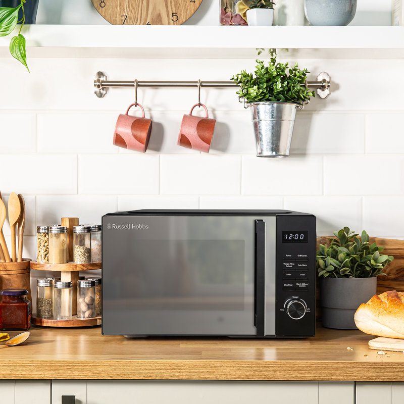 Russell Hobbs Rhfm2364s 23 Litre Silver Flatbed Digital Microwave With Grill, Black