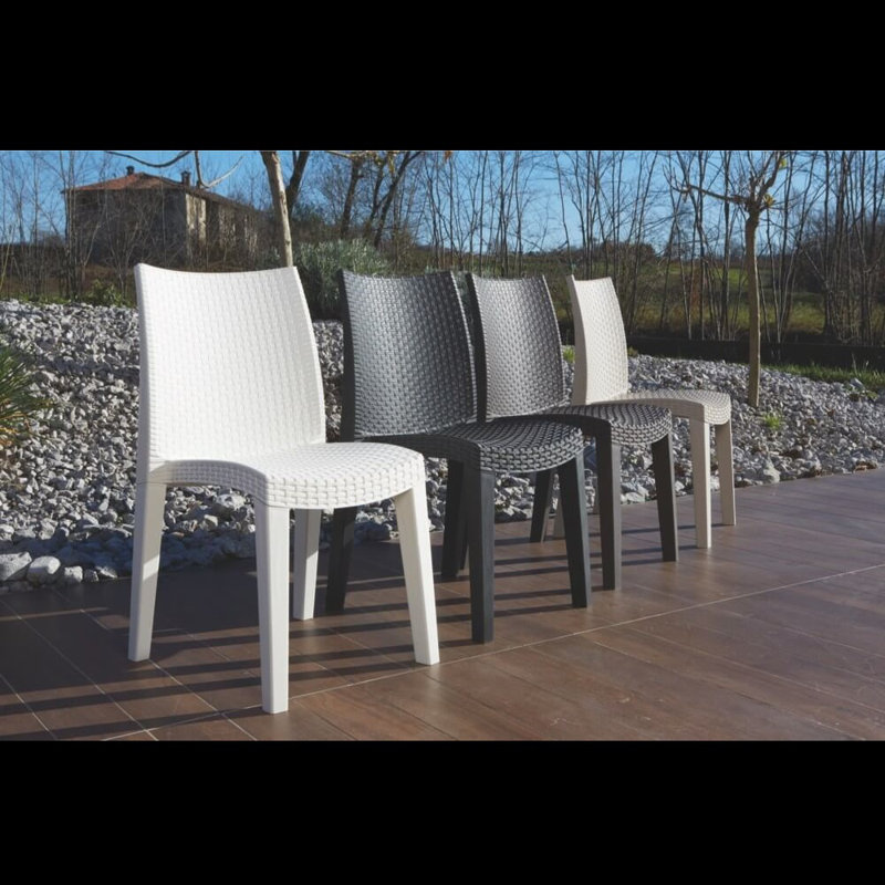 Chaise d'appoint empilable pour patio, Anthracite / noir