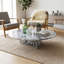 Table basse en marbre naturel poli bleu gris, table de salon, pierre naturelle, 90,4 x 9,8 pouces / marbre véritable, marbre véritable