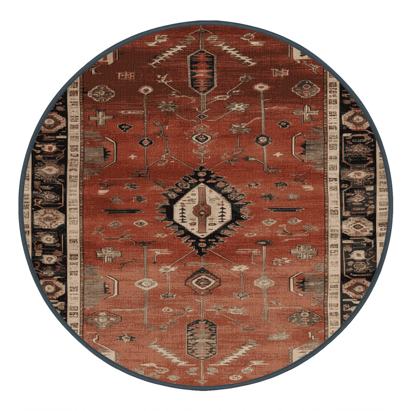 Machine Washable Turkish Brown Area Rug, Rond 4 pi