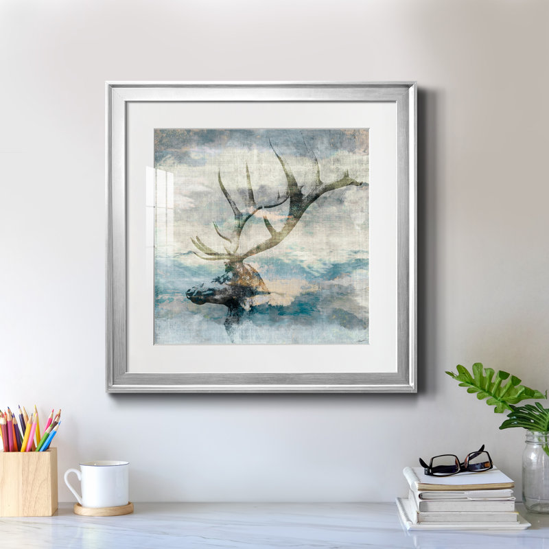 Wyoming II - peinture encadrée, Encadrement argenté, H 22,5 po x l 22,5 po x P 1,5 po