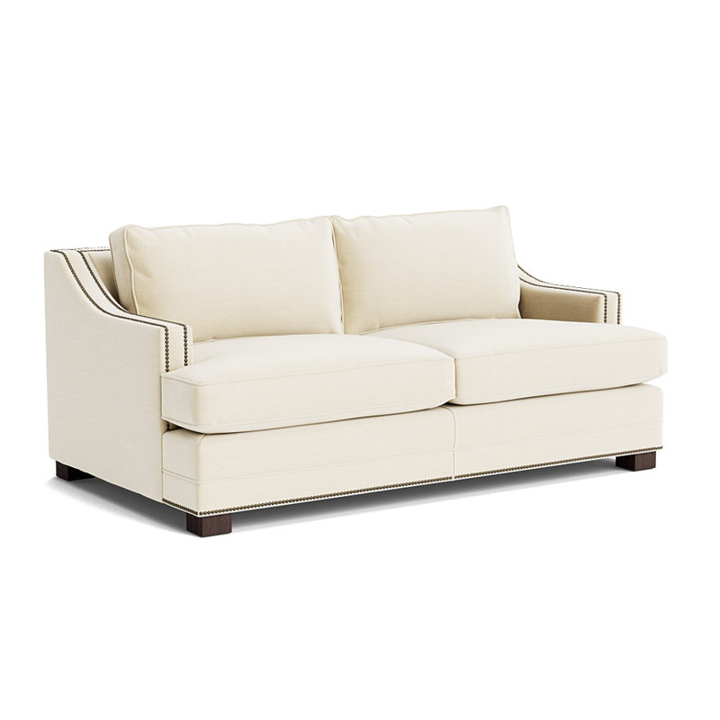 Canapé Keaton Slope avec clous 74, Antique Brass, Performance Linen - Cream, Java