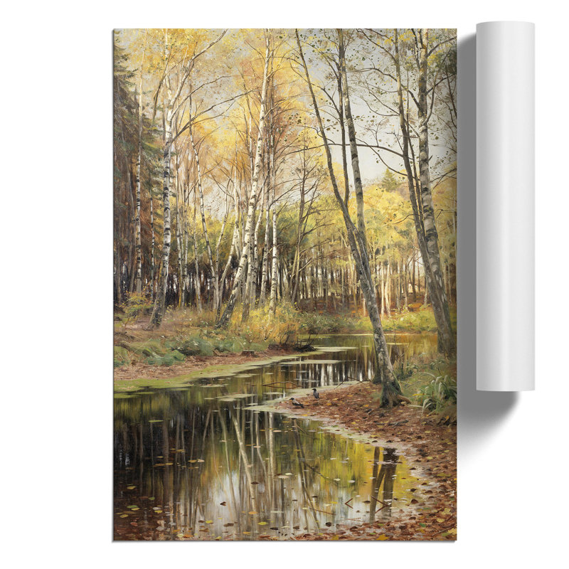 Autumn In The Birchwood by Peder Mork Monsted - No Frame Painting, 30cm H x 21cm W x 0.1cm D