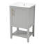 Meuble-lavabo de 20 pouces avec lavabo en céramique blanche et armoire peinte en gris, porte à fermeture douce, support de rangement pour serviettes, savon à tablette ouverte, cadre en bois massif, lavabo autoportant sous comptoir, unité de, deux-525349897