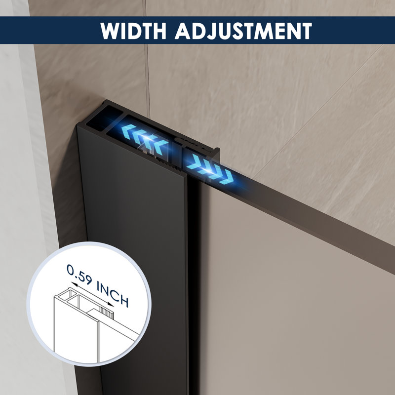 30”W*72”H Frameless Shower Screen with 8mm Frosted Glass, Easy to Clean, Matte Black