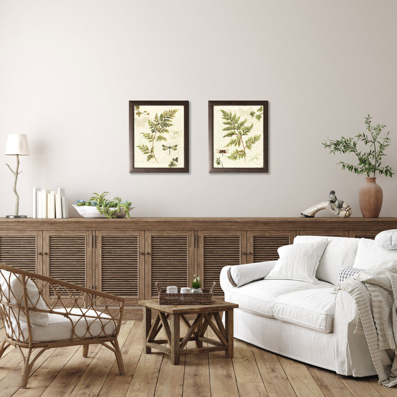 «Classic Classic Green and Brown Botanical Leaf and Dragonfly» par Lisa Audit - impression d'art graphique sur toile