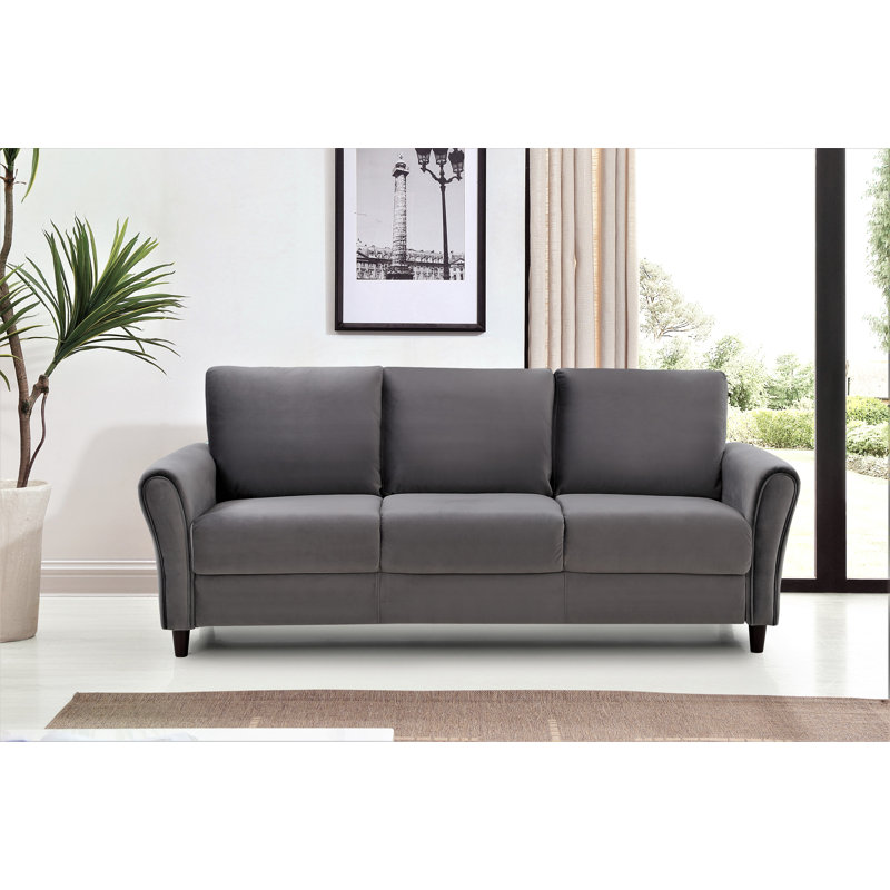 William Street Upholstered Sofa, Gray, 33.46" x 80.31" x 30.32"