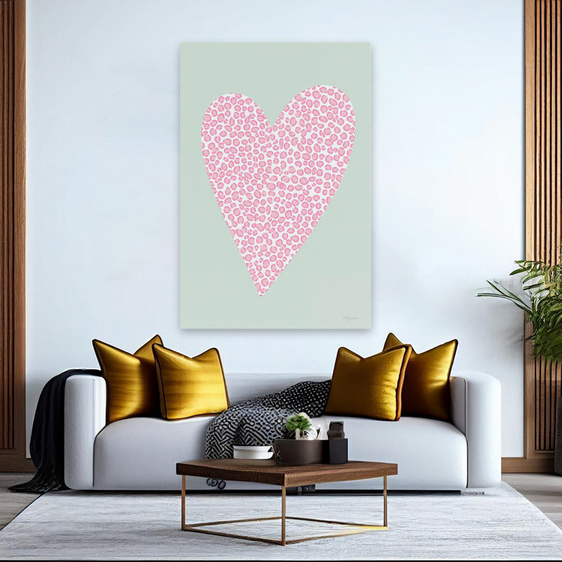 Cœur rose tacheté, H 40 po x l 60 po