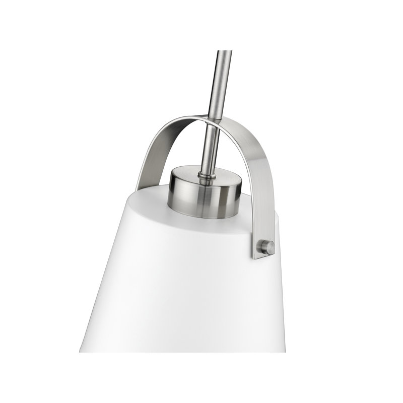 Chrisha 1 - Light Single Pendant, Brushed Nickel, 9.5" H x 8" W x 8" D, Matte White