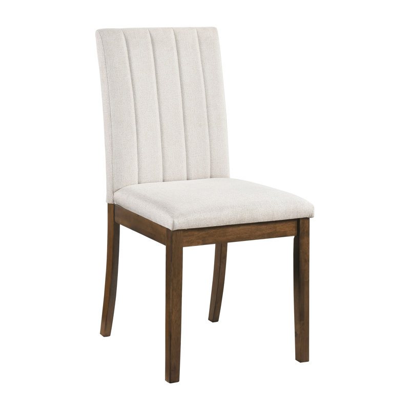 Chaises de salle à manger rembourrées en tissu brun - de 2 cadres contemporains en bois pour l'assise et le dossier rembourrés