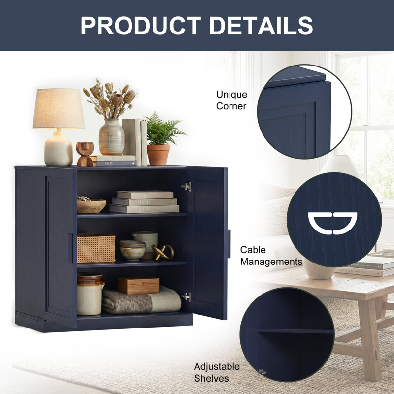 Gershwin Accent Storage Cabinet, 31" H x 31" W x 16" D, Dark Blue