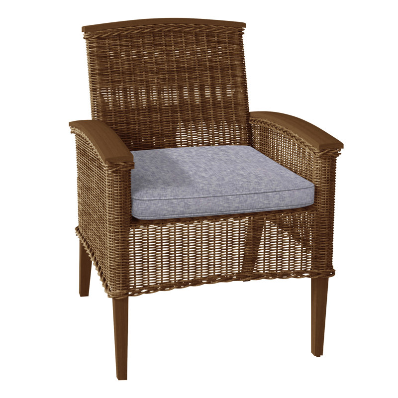 Astoria Patio Dining Armchair with Cushions, Raffia/Oak, Welt, Natural White