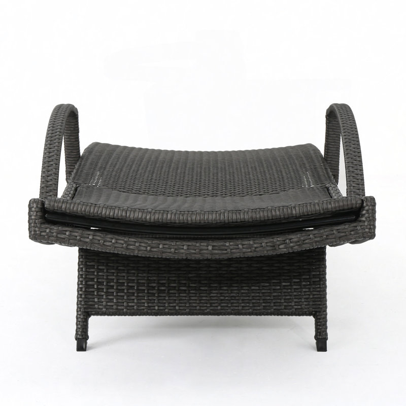 PE WICKER CHAISE LOUNGE WITH ARM, Gray