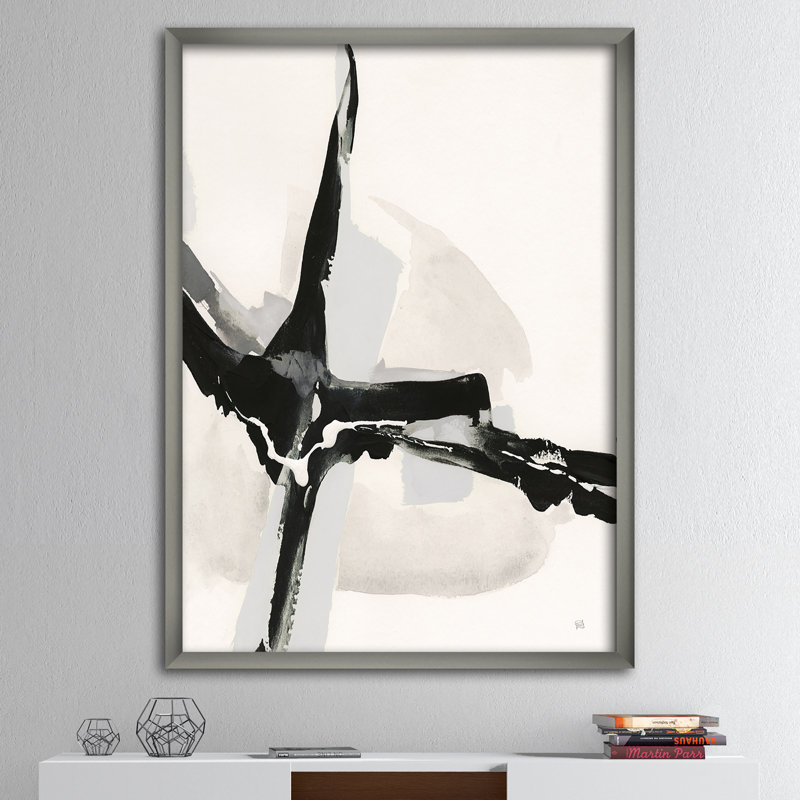 « abstract neutral i », reproduction d’image sur toile, Cadre argenté, H 46 po x l 36 po x P 1,5 po