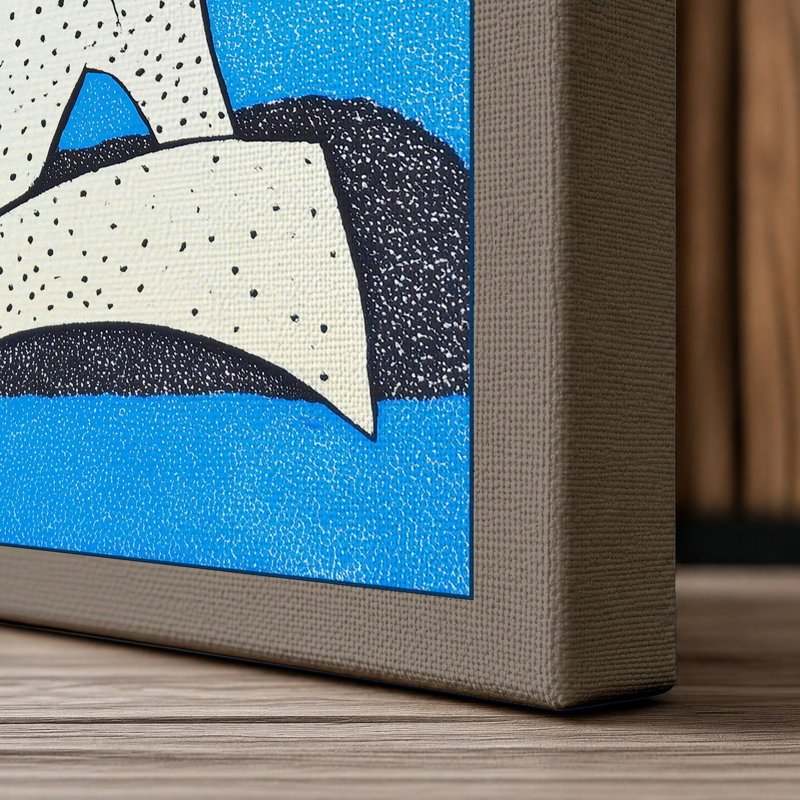 Arctic Fox Seated Mid-Century - Print, 30x20 - 76.2 x 50.8 cm, Taupe Border
