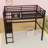 Metal Loft Bed with Side Clock and Storage Basket-1294457976