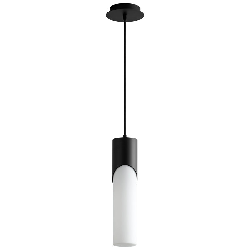 Luminaire suspendu cylindrique à 1 lumière DEL Gatha, Noir, H 16,5 po x l 3,5 po x P 3,5 po