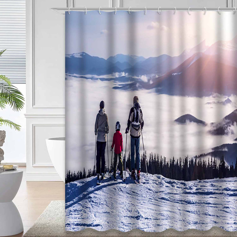 Rideau de douche à trois crochets Mountain Scenery, L 72 po x l 72 po