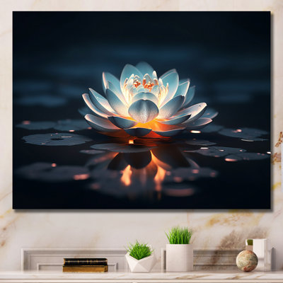 «Blossoming Wild White Lotus In Full Moon Pond», reproduction sur toile