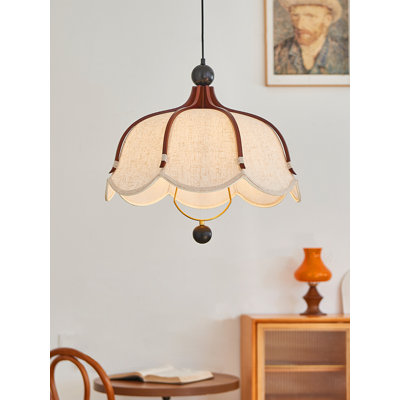 Lustre français rétro en bois d'hévéa