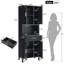 Élégante armoire de salle de bain haute autoportante avec tiroir, 2 armoires, 4 portes à fermeture douce et 2 tablettes réglables-339643743