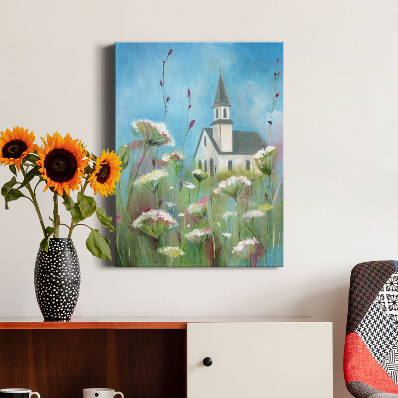«Country Church II», reproduction d'art sur toile tendue, H 12 po x l 8 po x P 1 po