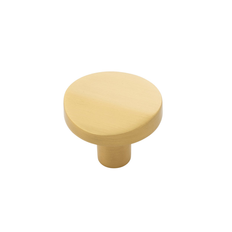 Veer Round Knob, Brushed Golden Brass