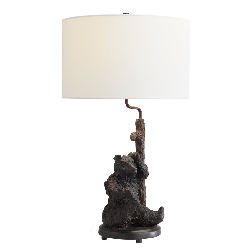 31" Resin Table Lamp With Oat Shade