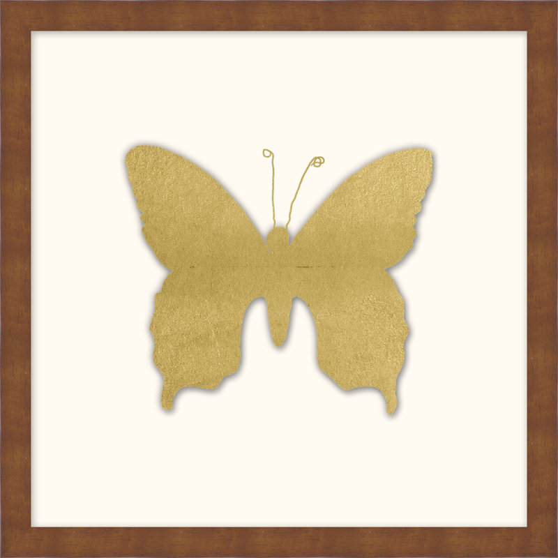 Gold Leaf Butterfly 8' Framed Graphic Art Print on Glass